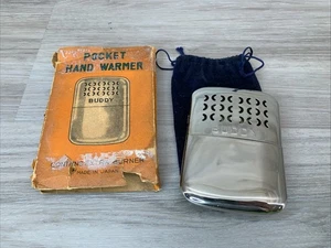 Vintage Buddy Chrome Metal Pocket Hand Warmer Japan EMPTY Untested 2.5x3.5 in - Picture 1 of 9