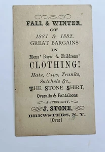 VICTORIAN TRADE CARD BREWSTERS NY GENTS’ FURNITURE CLOTHING 1882 A96 - Bild 1 von 3