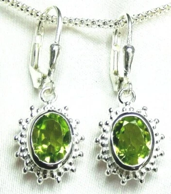 Ohrhänger 925 Silber teilweise mattiert Klappbrisur fac. Peridot - Olivin NEU - Bild 1 von 4