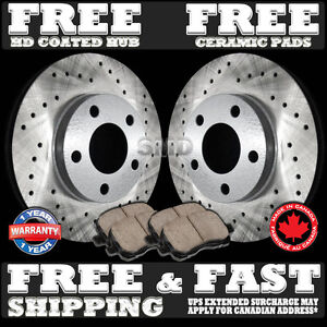 P0189 FIT 2000 2001 Nissan Quest FRONT Cross Drilled Brake Rotors Ceramic Pads