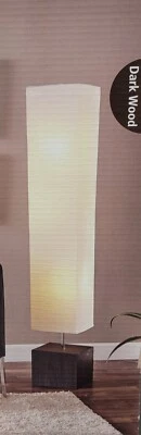 Lâmpada de assoalho de papel arroz acabamento em madeira escura liga/desliga interruptor de passo em linha 58" de altura - NOVA - Imagem 1 de 3