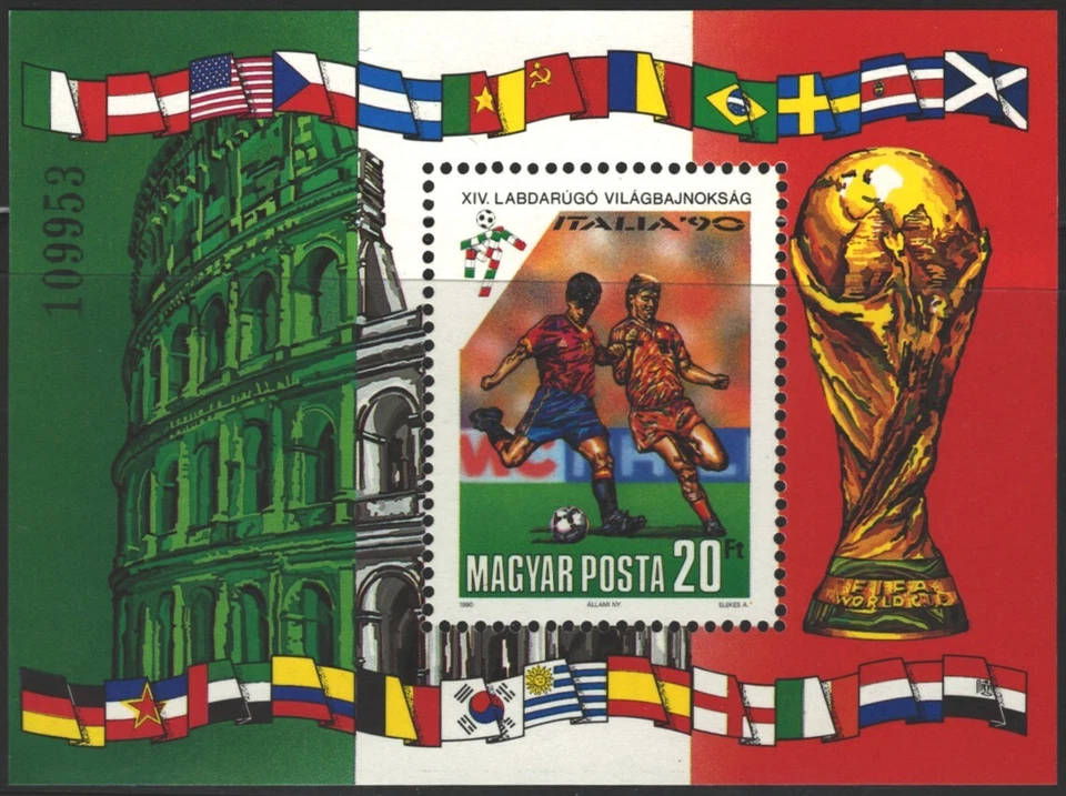 Hoja de recuerdo Hungría 1990 Mundial Italia MNH Foto 1 de 1