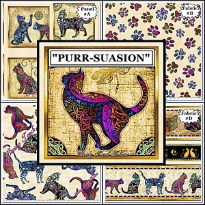 QT DAN MORRIS "PURR-SUASION" CATS FABRICS- (SELECTION) - Picture 1 of 5