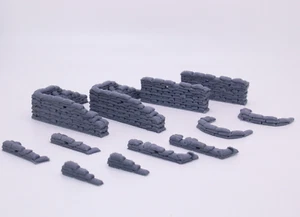 Sandbag Assortment 3d Printed 6 Different x 2 Printed in Gray 1:100 1:87 1:72 - Picture 1 of 1