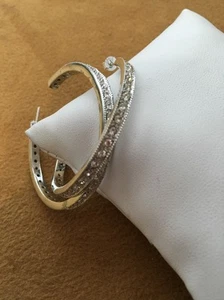 Pendientes de aro de plata de ley de 0,925 circonitas 1 3/4"  - Imagen 1 de 12