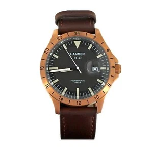 HAMMER H3F16G-02 Men's Watch Only Time Leather Strap Black - Picture 1 of 2