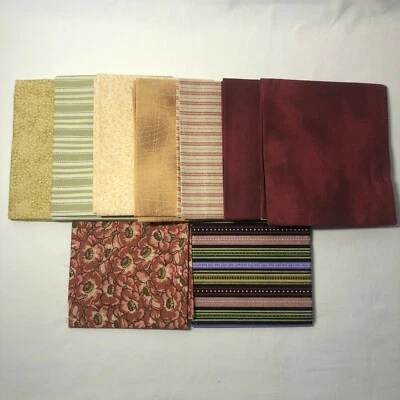 9 cuartos de grasa - colores coordinados - granate, beige, marrón - 100 % algodón acolchado Foto 1 de 4