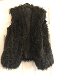 Black Faux Fur Gilet/body Warmer UK 12 - George ASDA - vgc - Picture 1 of 4