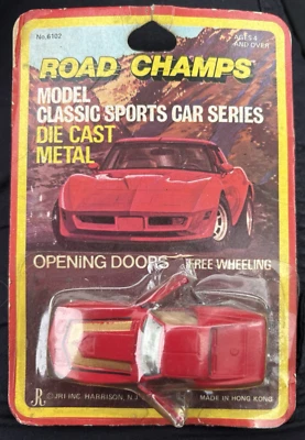Vintage Diecast Road Champs Model Corvette Red #6102 - Classic Sports Car Series - Image 1 of 3