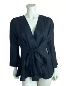 NEU Reistor schwarz Hanf Power Moves Shirt Gr. S V-Ausschnitt Bindeband Taille Langarm - Bild 1 von 8