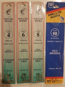 24 Assorted Gold Aberdeen Snelled Hooks - Bild 1 von 1
