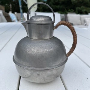 Antique W&S Co. Pewter Silverplate Pitcher with Bamboo Handle and Strainer #203 - Picture 1 of 11