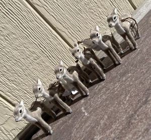 Wondershop Gray Spotted Fawn Deer Faux Fur Christmas Retro Ornament Set 6 Target - Picture 1 of 10