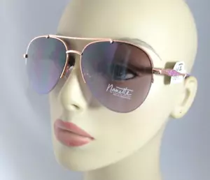 Nanette Lepore Rose Gold Aviator Sunglasses Purple Accents & Lenses NN302-RGDPR - Picture 1 of 8