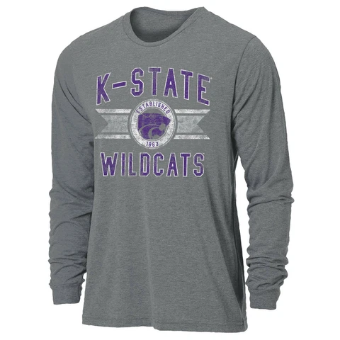 NCAA Kansas State Wildcats Mens NCAA Men's Banner Long sleeve Tri-Blend Tee S Cover