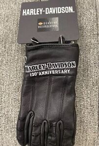 HARLEY DAVIDSON 120TH ANNIVERSARY TRUE NORTH LEATHER GLOVES SZ:SMALL 97203-23VM