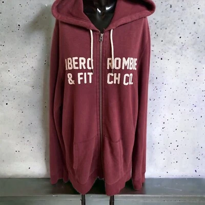 Sudadera con Capucha Abercrombie Fitch Cremallera Talla GRANDE BORGOÑA Vellón Deletrear Foto 1 de 4