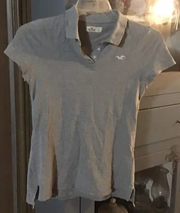 Hollister Polo Shirt Large Adult Gray Casual Logo Womens L - Picture 1 of 3