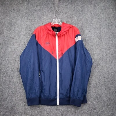 Umbro куртка мужчин L большой синий длинным рукавом молнии ветровка с капюшоном футбол 90-х - Изображение 1 из 4