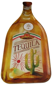 Melamine Bottle Shape Tequila Serving Tray / Platter 20" x 8.75"~Gold W/ Cactus - Picture 1 of 1