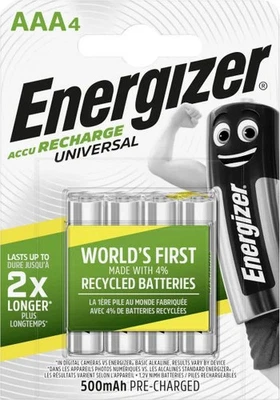 Energizer NiMH Akku Universal Micro AAA 500 mAh 4er Pack  Akku - Bild 1 von 4