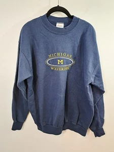Hanes Vintage Unisex Michigan Wolverines Sweatshirt Large bestickt blau - Bild 1 von 4
