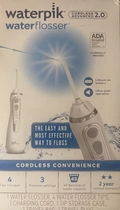 Waterpik Cordless Advanced 2.0 Water Flosser White Tear On Top Of Box - Picture 1 of 2