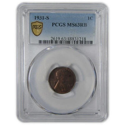 1931 S Lincoln Wheat Cent MS 63 RB PCGS Penny Uncirculated SKU:I23593 - Image 1 of 4