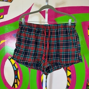 Sleep Chic Plaid Flannel Shorts - Black, Red, and Green. Size Large. - Picture 1 of 5