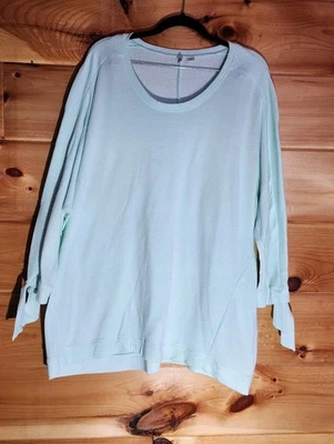 Cato Active Live Plus Size 18/20 Fleece Sweatshirt Slit Sleeves Green  - Изображение 1 из 4