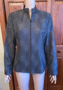 Chaqueta Due Per Due Sofisticada Texturizada Estampado Serpiente Cremallera Frontal Soporte Cuello L - Imagen 1 de 14