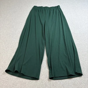 Dressed In Lala Pants Womens Large Green Wide Leg Ribbed Stretch Lounge Pull On - Picture 1 of 7