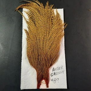 Ámbar Naranja Grizzly Mosca Seca Hackle Cuello Capa Gallo Mosca Atar Plumas #89 - Imagen 1 de 8