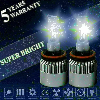 H11 LED Headlight 6000K White Conversion Kit High Low Beam High Power xenon hid - Image 1 of 4