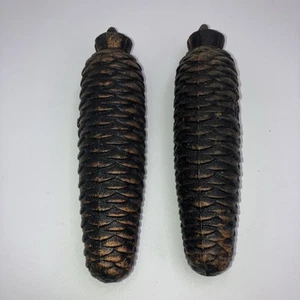 2-Vintage Black Forest Brown Cuokoo Clock Weights 2lbs- 10 Oz. Ea. 7" Long - Picture 1 of 5