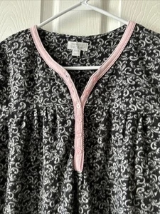 Celestial Dreams Nightgown Long Pink White Black Fleece Granny Prairie Sz XL - Picture 1 of 10