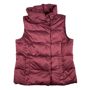 J Jill Daunen Puffer Weste Damen M burgund gesteppt Winter isoliert leicht - Bild 1 von 9