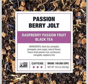 Tiesta Tea Passion Berry Jolt - Raspberry Black Tea - 16oz Beutel - Ablaufdatum 12/2027 - Bild 1 von 2