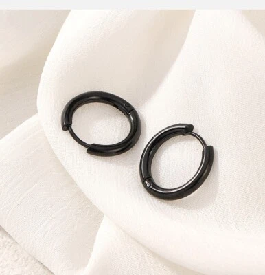 Womens 316L Surgical Steel Round Huggie Hoop Earrings Trendy Jewelry 8-20mm 2Pcs - Image 1 of 4