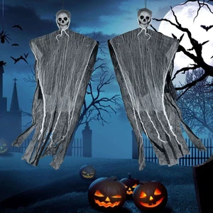 2 piezas 35 pulgadas Halloween Colgante Calavera Fantasma Embrujado Decoración Horror Accesorios Exterior - Imagen 1 de 10