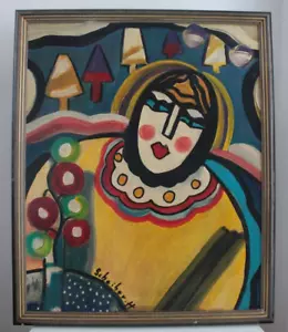 Hugo Scheiber Ölbild surrealistische Dame Kubismus Expressionismus Porträt Rar! - Bild 1 von 12