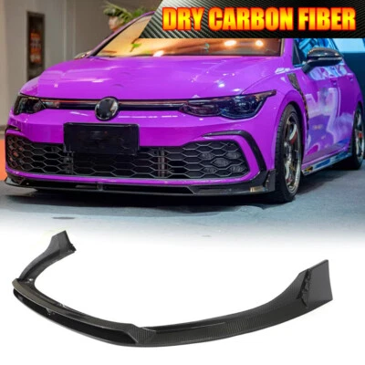 DRY CARBON Front Bumper Lip Spoiler Fit For Volkswagen VW Golf 8 GTI MK8 2021UP — 第 1/4 张图片