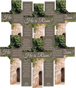 He Is Risen Lenten Cross Shaped Prayer Book Mark Easter Accessories Pack of 10 - Picture 1 of 5