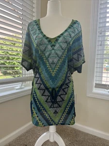 PrAna Saiden Kaftan Swimsuit Cover Up Boho Green Blue Small Women Bathing - Picture 1 of 9
