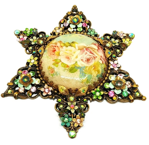 Michal Negrin Romantic Multicol  Crystal Wall Plaque Flowers Star Cover