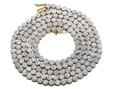 Colar de corrente de ouro amarelo 10K com diamante real aglomerado redondo 4 1/5 ct 24" - Imagem 1 de 4