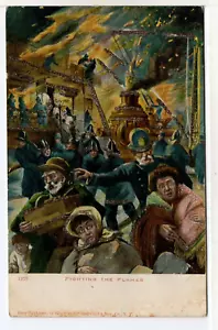 Postal de colección de 1906 Fighting the Flames FIRE COMBATEN BOMBEROS APARATO - Imagen 1 de 2