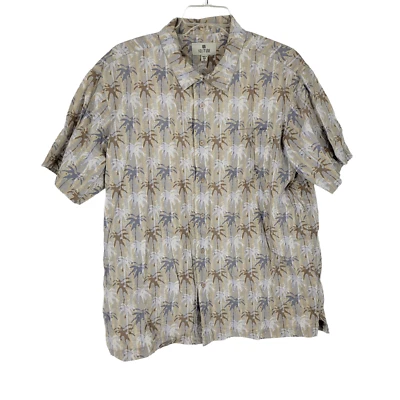 Solitude Palm Tree Collared Button Up Short Sleeve Shirt Cotton XL - Image 1 of 4