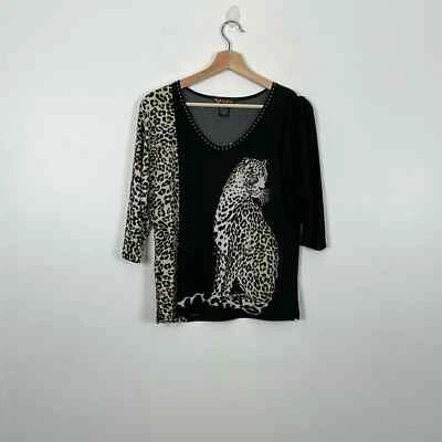 Túnica de punto elástico de guepardo adornada artística S para mujer Valentina manga larga Foto 1 de 4