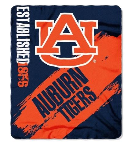 Auburn Tiger Painted Fleece Throw Blanket Rolled NCAA Licensed SEC University Cover
